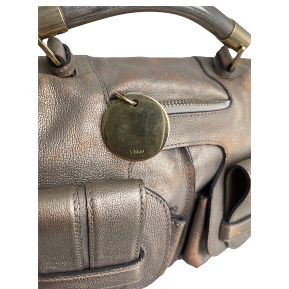 Vintage Chloe Saskia Purse in Silver Leather with Patina Effect Magnetic Closure - Picture 6 of 9